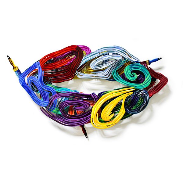 Patricia Govezensky- Original Painting on Cutout Steel "Hand Painted Kiss"