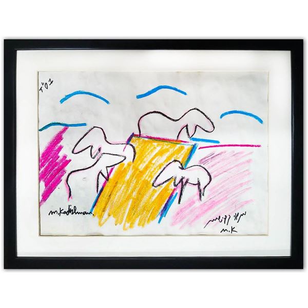 Menashe Kadishman- Pastel on Paper "Untitled"