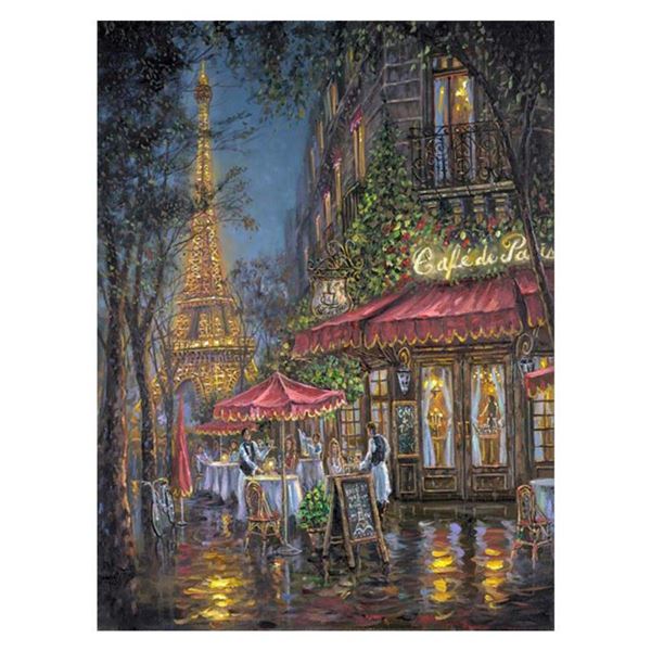 Robert Finale, "Toast To Paris" Hand Signed, Artist Embellished Limited Edition on Canvas with COA.