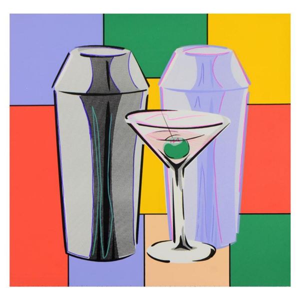 Steve Kaufman (1960-2010) "Martini" Hand Embellished Limited Edition Hand Pulled Silkscreen on Canva