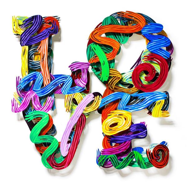 Patricia Govezensky- Original Painting on Cutout Steel "Contemporary Love"