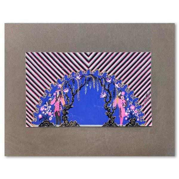 Erte (1892-1990), "Chinois, Tulle" Original Gauche Painting, Hand Signed with Letter of Authenticity