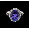 Image 2 : 4.25 ctw Tanzanite and Diamond Ring - 14KT White Gold