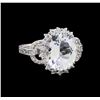 Image 1 : 4.27 ctw Aquamarine and Diamond Ring - 14KT White Gold