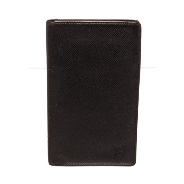 Louis Vuitton Black Leather European Checkbook Wallet