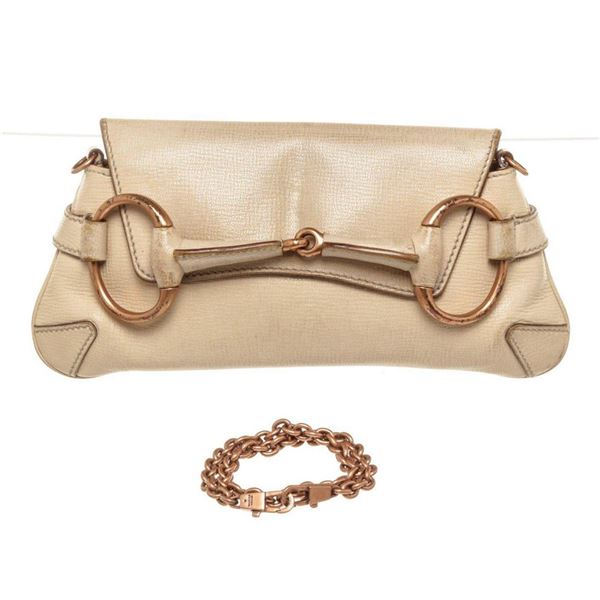 Gucci Beige Leather Mini Hersebit Chain Shoulder Bag