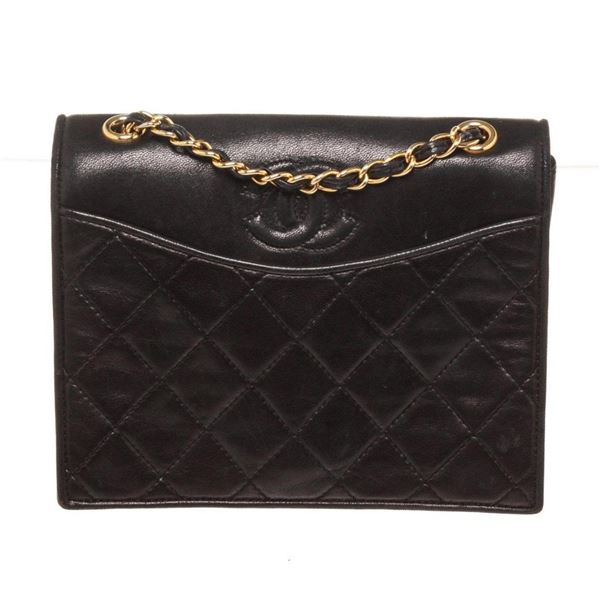 Chanel Black Leather Full Flap Shoulder Bag