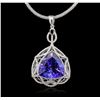 Image 1 : 14KT White Gold 11.31 ctw GIA Certified Tanzanite and Diamond Pendant With Chain