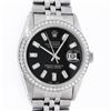 Image 1 : Rolex Mens Stainless Steel Black Baguette Diamond 36MM Datejust Wristwatch