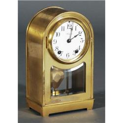 1 ANSONIA ART DECO BRASS MANTLE CLOCK, 11" hi