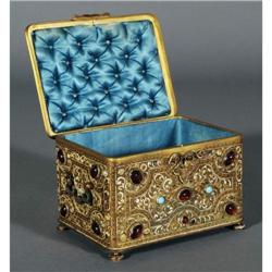 1 MOORISH REVIVAL JEWELRY CASKET encrusted wi