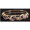 Image 1 : 1 AMETHYST 14K GOLD CUFF BRACELET with seed p