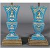 Image 1 : 1 PAIR OF BLUE ENAMELED GARNITURES adapted to