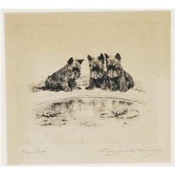 1 MARGUERITE KIRMSE ETCHING The Pool, 6"x7" p