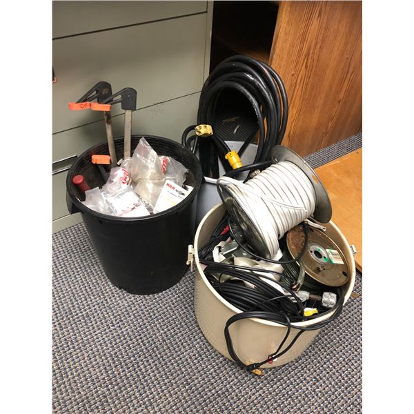 Three bins of wire & misc. electrical