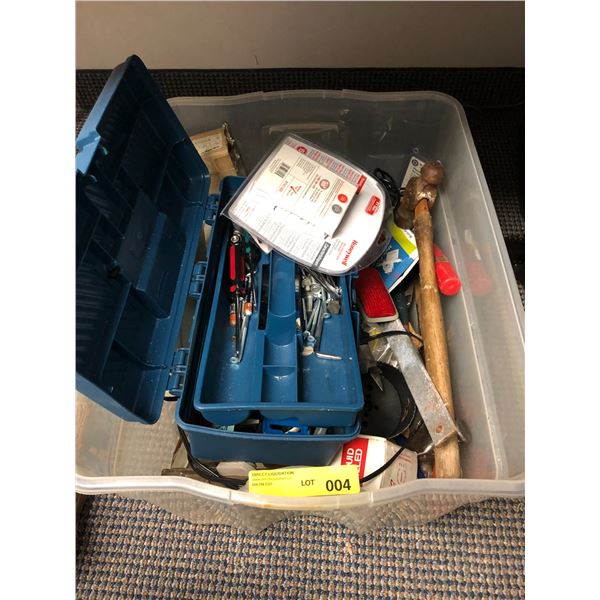 Box full of misc. tools - hammer/ tool box/ screw drivers etc.