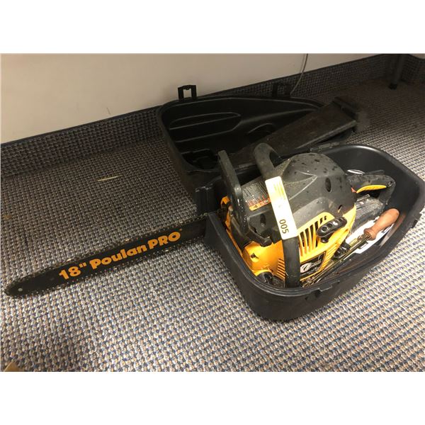 Poulan Pro 18in gas chainsaw w/ case