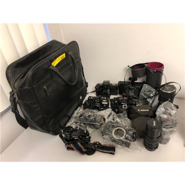 Group of 35mm bodies & lenses - brands include Hanimex/ Mamiya/ Akira/ Canon etc.
