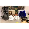 Image 1 : Collection of vases/ blue glass kitchenware/ and barbecue set