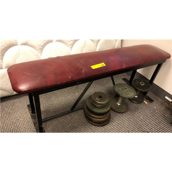 Bench with weights and dumbbells