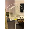Image 1 : Art deco birdcage with wire hoop stand in white
