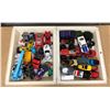 Image 1 : Two white bins filled w/ assorted die-cast toys