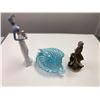 Image 2 : Murano art glass bowl w/ 2 ceramic decorative figurines