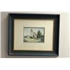 Image 1 : Small painting of a church in a blue Frame - approx. 14in x 17in