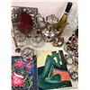 Image 2 : Group of vintage glassware/ brass decorative items/ silver jar/ utensils etc.