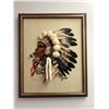 Image 2 : Group of 3 art pieces - handcrafted Native art/ needlepoint Blue Boy art piece & original lion print