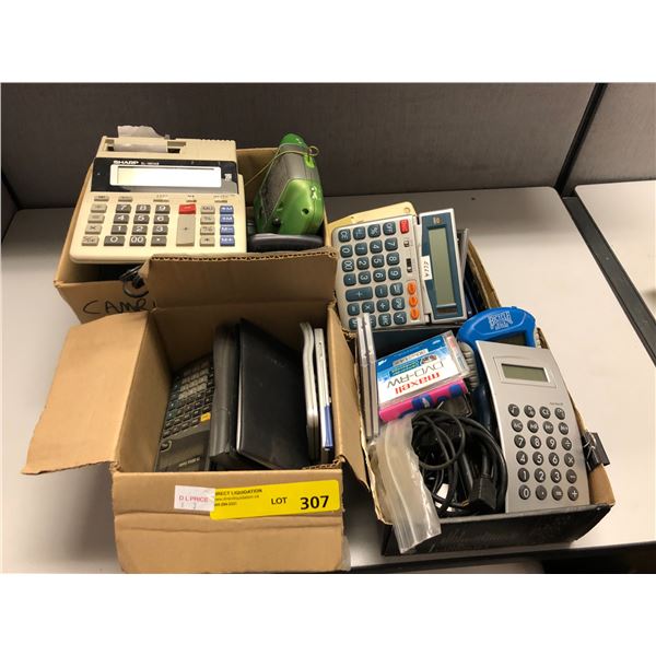 Four Boxes of Misc. Items - Mostly Calculaters