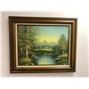 Image 1 : Framed Original Oil Painting Signed By Artist L. Mari (Bob Ross Style Approx. 36x30")