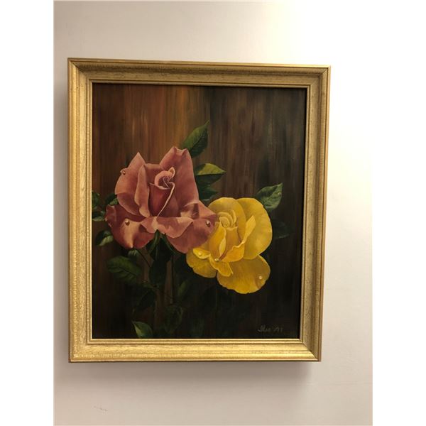 Framed Original Floral Oil Painting (Ilsa Keegan Approx. 23x26")