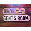 Image 1 : Pepsi Sign 17x 5 1/2") & Gents Room (20x5") Sign From Set Dec 1