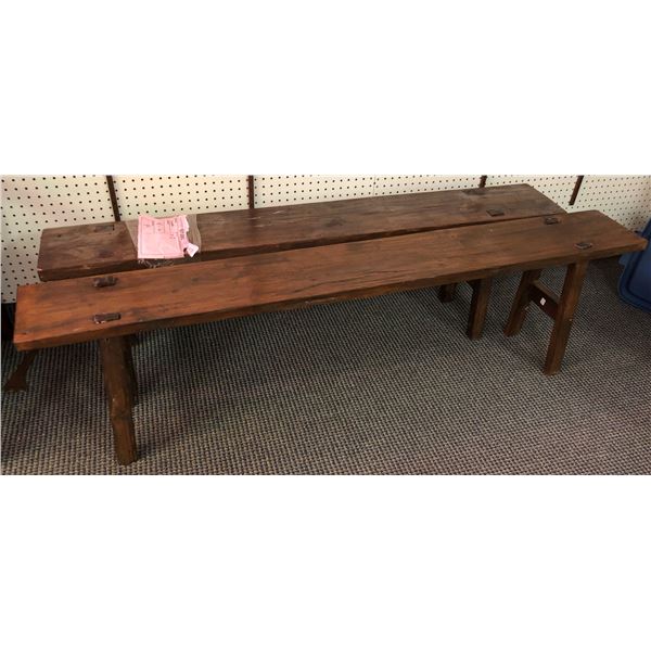 2 Wooden Benches from Set Dec (Approx. 63x 17" & 58 x 17")