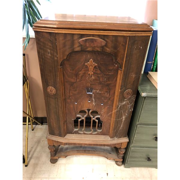 Vintage Wooden Records Player Cabinet (Approx. 43" x 22" x 15")