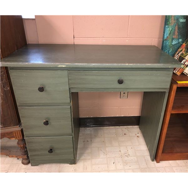 Vintage Painted Study Desk 4 Drawer & Mirror 36" x 30" x 19")