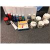 Image 2 : Group of artist's supplies - blank canvases/ assorted color paints/ acrylic gloss gel bottles etc.