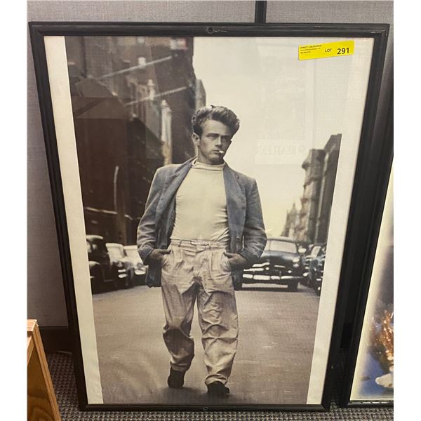 Framed James Dean print - approx. 26in x 38in