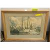 Image 1 : Original watercolor Twin mast ship Gordon Grant Gloucester 27 x 22 in