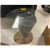 Image 1 : Glass Tabletop with wooden base (Diameter 26in height 29in)