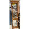 Image 1 : Glass and Wooden display cabinet with mirror back height 68in x 14in (As is)