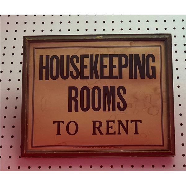 Set Dec sign - Housekeeping Rooms To Rent - approx. 12in x 15in