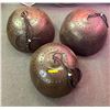 Image 1 : Group of 3 movie-set metal round riveted light fixtures - approx. 29in in diameter x 16in deep