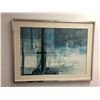 Image 1 : Framed glass w/ silver frame print - approx. 31in x 41in
