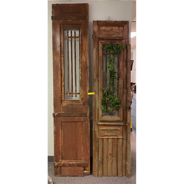 Two antique wooden& metal door frames - tall one (102in x 22in)/ second one 92in x 22in