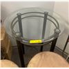 Image 2 : Group of 2 revolving bar chairs & round glass table - table (approx. 30in diameter & 41in H)