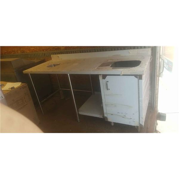Stianless steel work table cabinet w prep cut hole