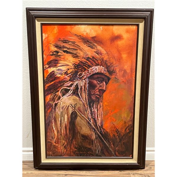 "Chief Cheyenne" by Helen Woolley Willis (1914-2004): Oil on canvas. Handsigned by Artist