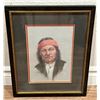 Image 1 : "Apache" Sioux: Charles Theron Imlay. Pastel Portait in Frame & Newpaper article